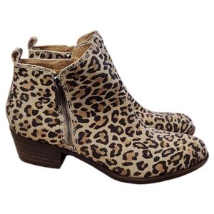 Lucky Brand "LK Basel" Natural Leopard Cow Split Suede Ankle Boot Size 6…